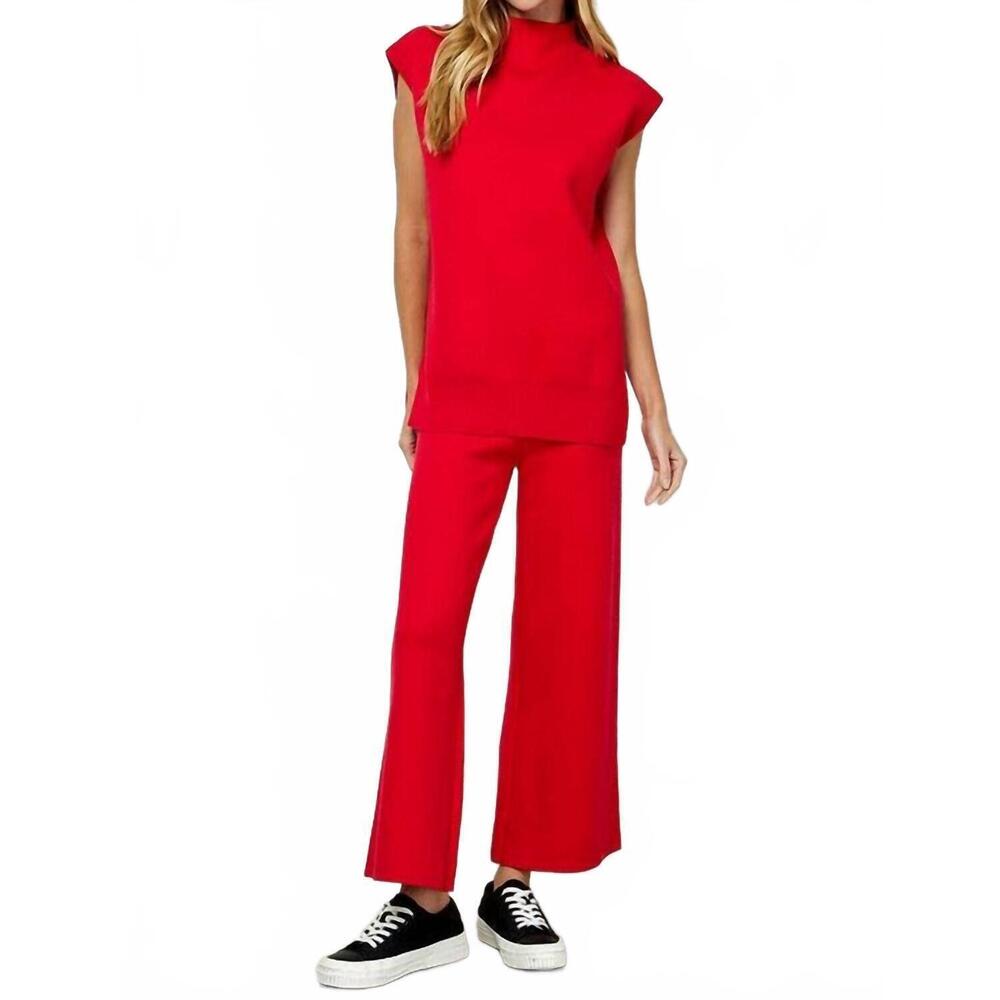NEW AMONGST OTHERS match made cropped wide sweater pant in red